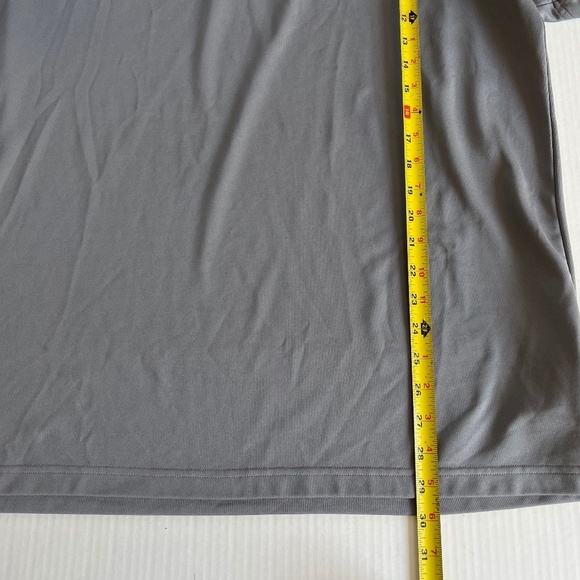 Adidas XL Golf Gray Chest Print Polo Shirt Stretch Stripe Relaxed Fit - Picture 5 of 9